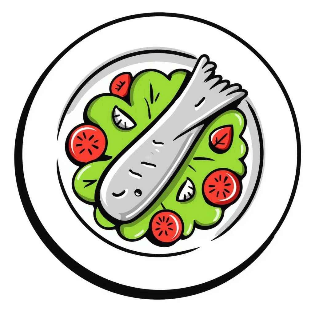 salmon salad served on a flat plate emoji