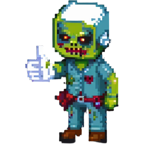 isometric zombie giving thumbs down in Project Zomboid style emoji
