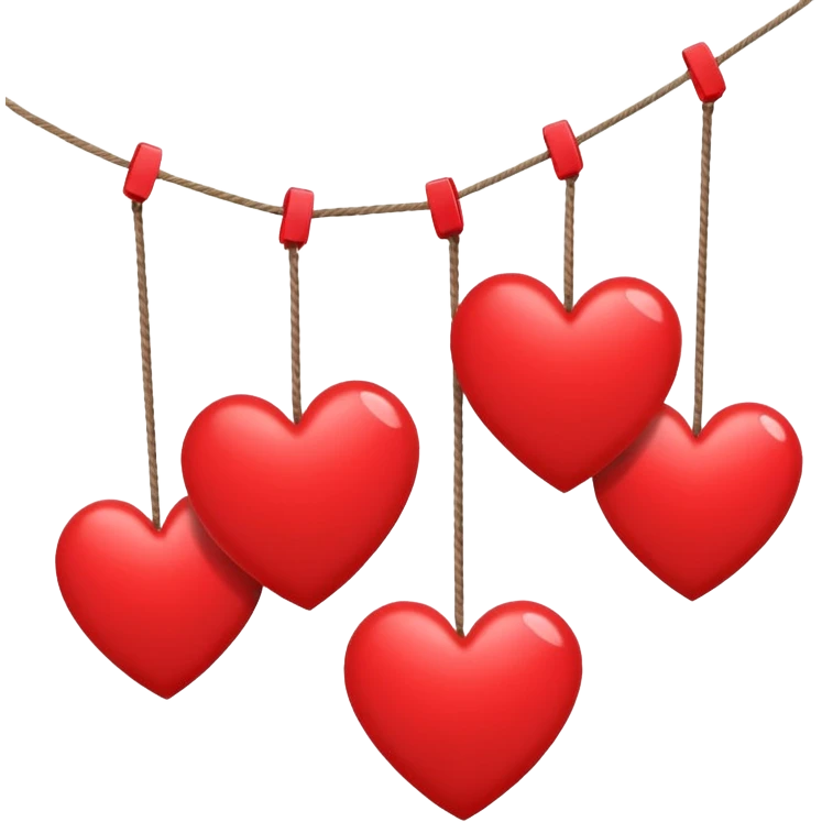Lots of Dangling hearts from a string emoji