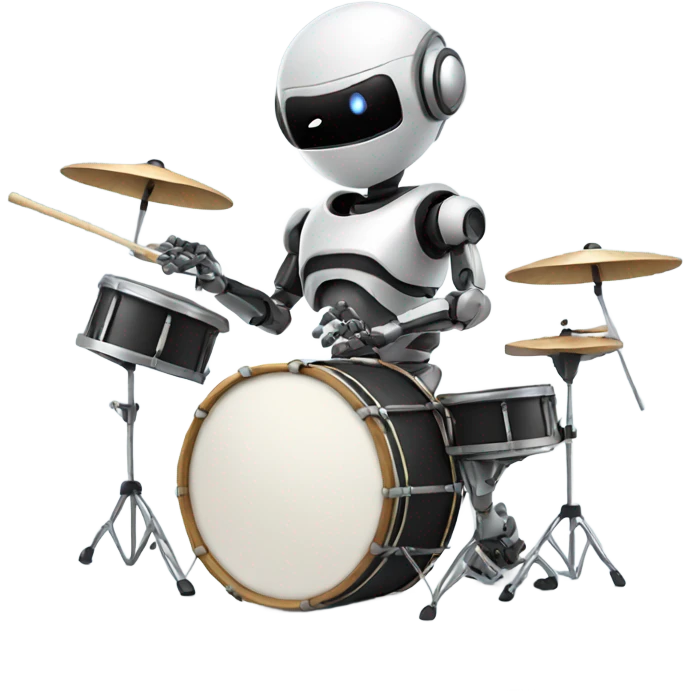cute robot plays the drum set emoji
