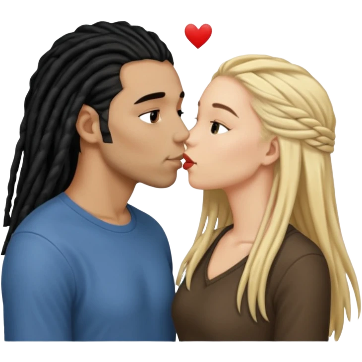 bacio tra coppia donna capelli neri con dread e uomo biondo emoji