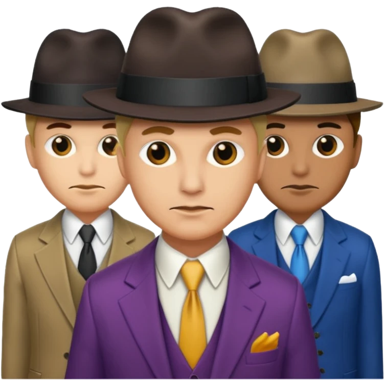 Retro Mobster with different colored suits and hats emoji