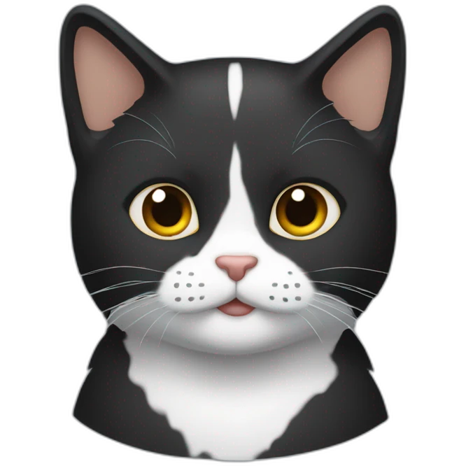 Gato con el pelo negro y el cuello blanco emoji