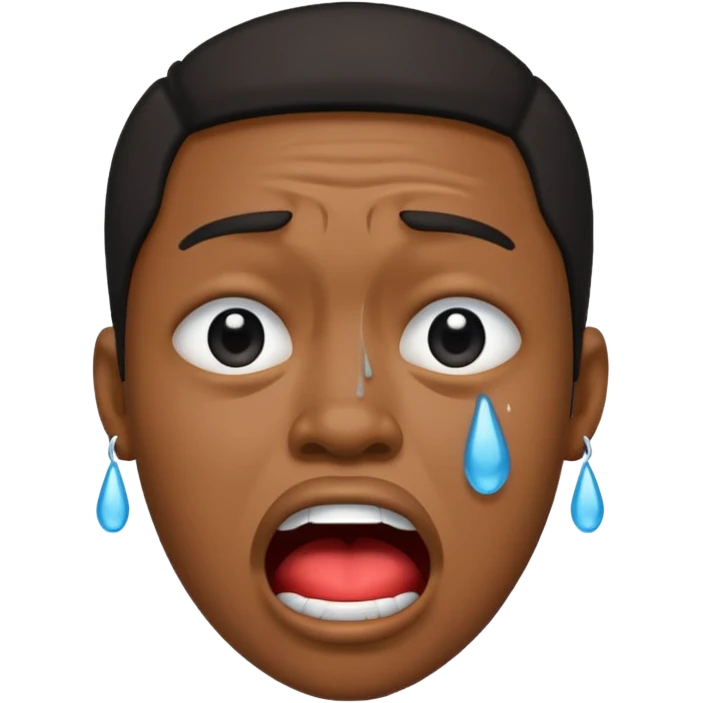 Black person crying with moutj wide open frowning emoji