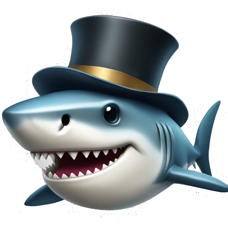 Shark with a top hat emoji
