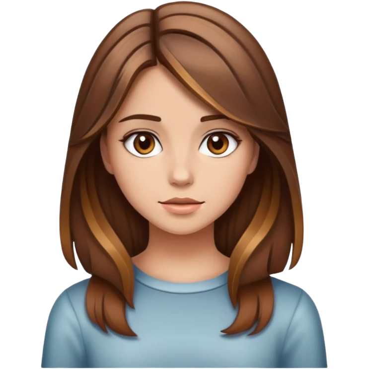A pretty girl with brown hair and highlights gripping emoji