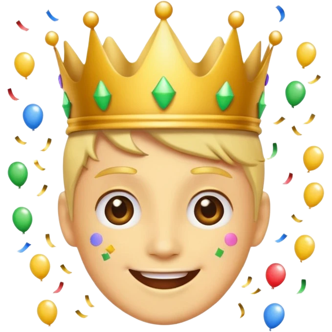 smiling face with crown and confetti, win emoji emoji