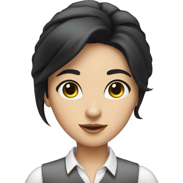 young cat's eye woman office worker with black hair emoji
