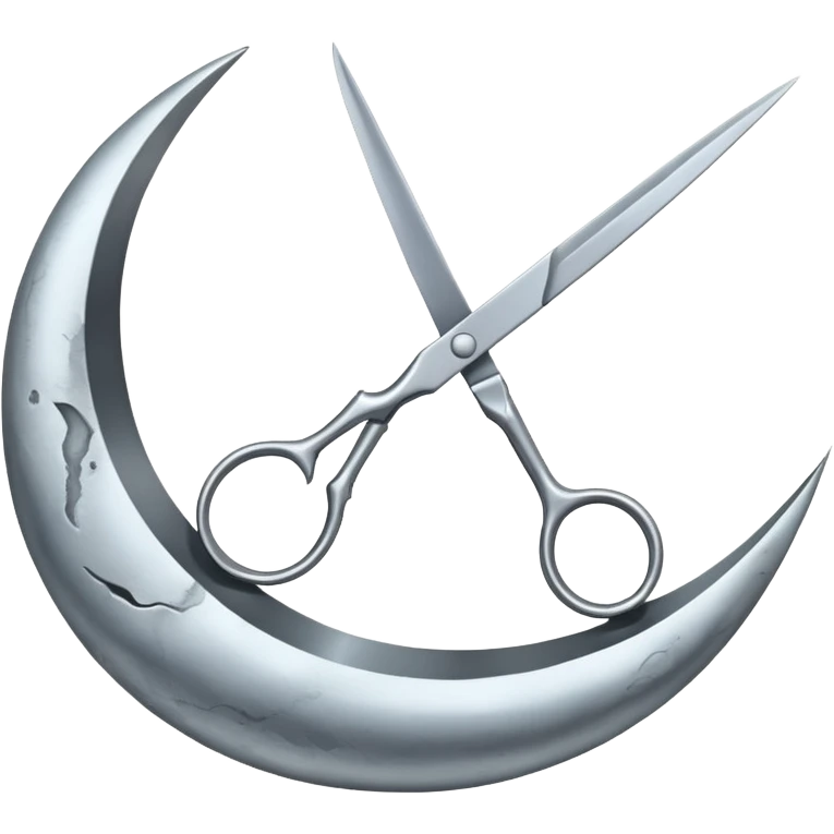 Scissors cutting moon emoji