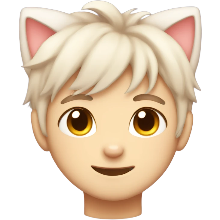 kawaii cat boy with cat ears blushing emoji