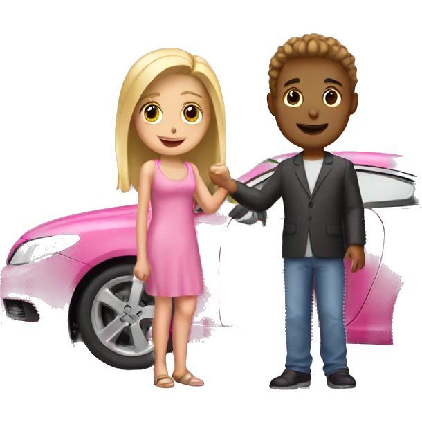 boy buying blonde girl pink car emoji