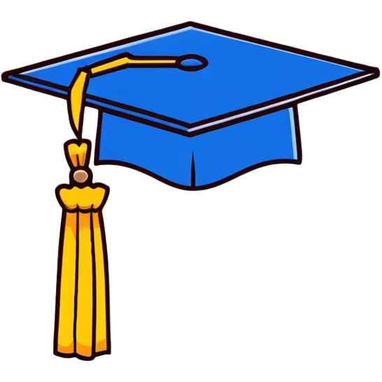 blue graduation cap with yellow tassel emoji