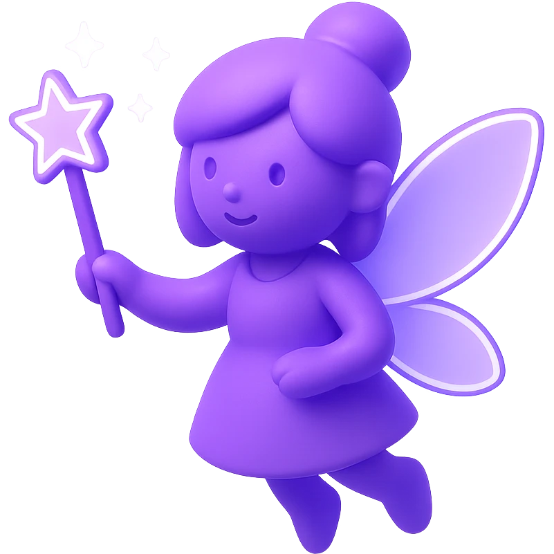 purple fairy holding a sparkly magic wand, whimsical, vibrant, with delicate wings emoji