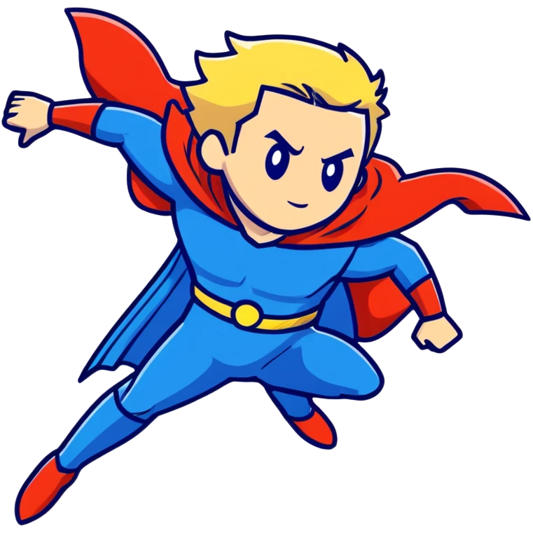 Marvel superhero Sentry with blonde hair in blue and gold costume flying with cape flowing emoji