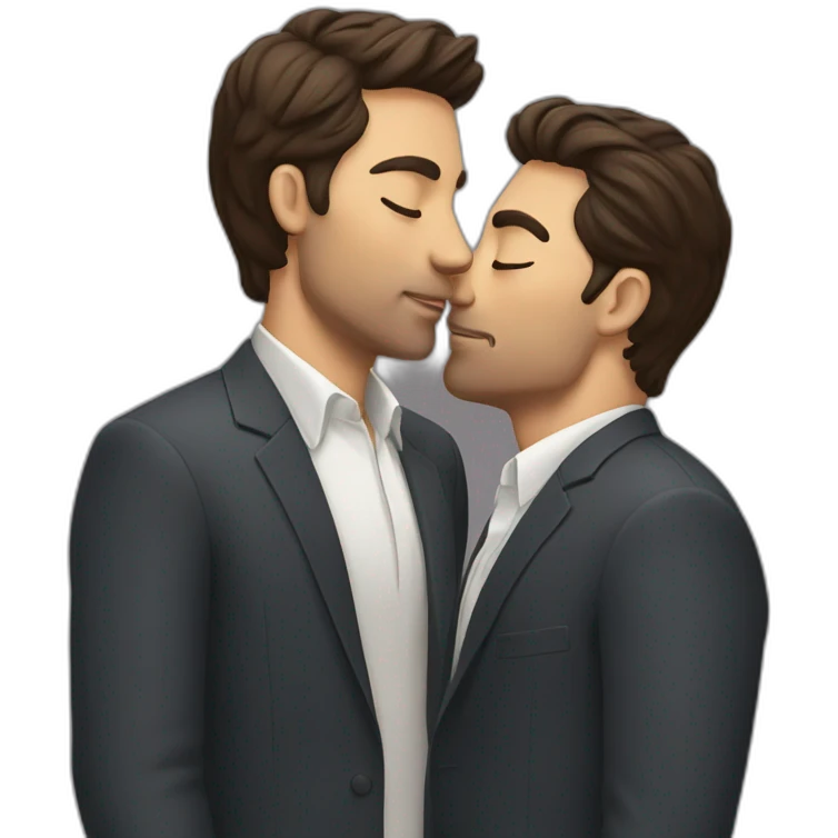 Two brunette men kissing emoji