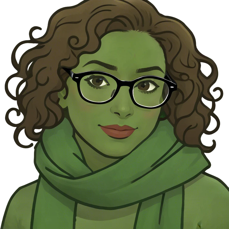 Hispanic women with brown curly hair and glasses emoji