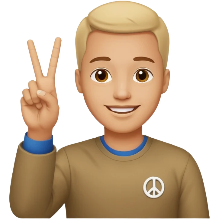 memoji face iphone: men, a solo hiker with happy face and a piece handsign emoji