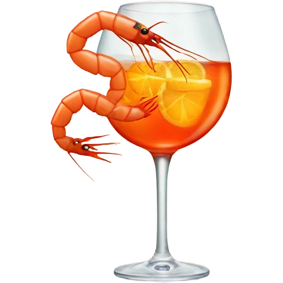 A shrimp drinking an aperol spritz emoji