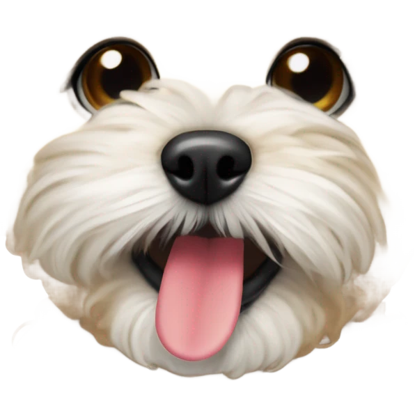 Maltepoo small dog holding a mexican gir emoji