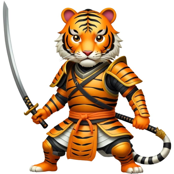 Tiger samurai with armor and katana emoji