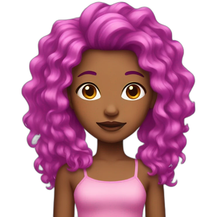 brown skin with pink and purple hair emoji