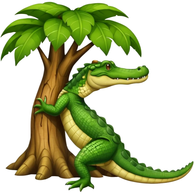 Crocodile standing next to a tree emoji