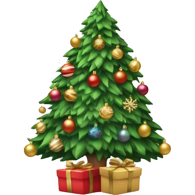 A christmas tree with too much decor emoji