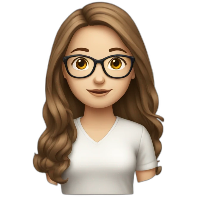 long brown haired white girl with glasses emoji