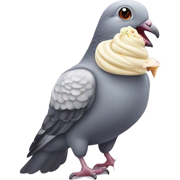 pigeon eating ice cream emoji
