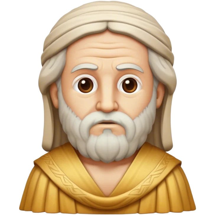 Cinematic Realistic Plato Portrait Emoji, depicted as a wise ancient philosopher with a contemplative expression in classical robes, rendered with soft textures and timeless serene lighting that captures his intellectual legacy. emoji