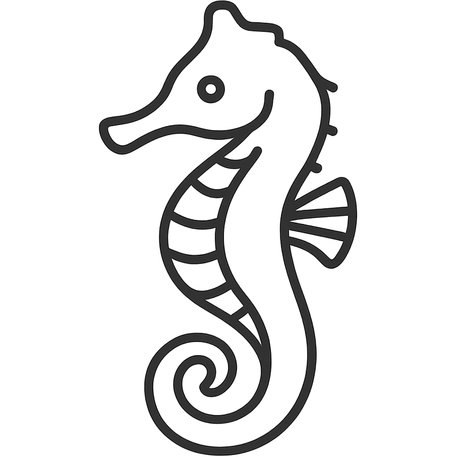 hand-drawn outlined seahorse icon emoji
