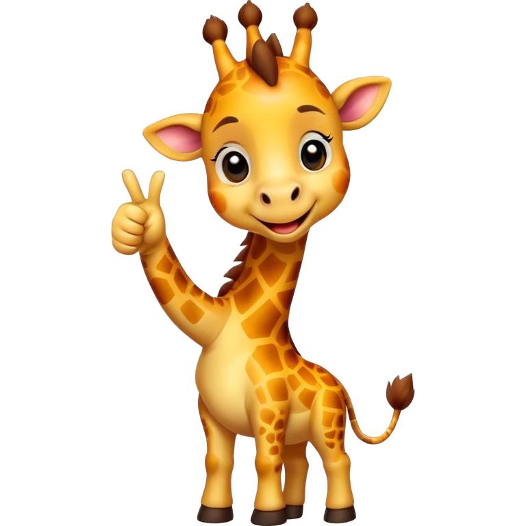 Cartoon cute dwarf giraffe with a smile, giving a big thumbs-up emoji