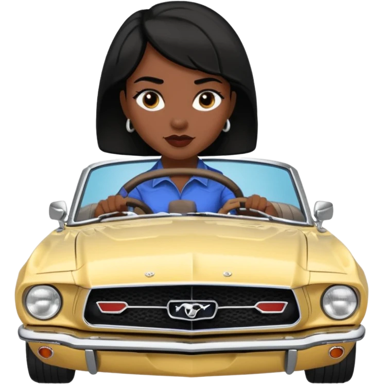Classic mustang dark women with short hair emoji