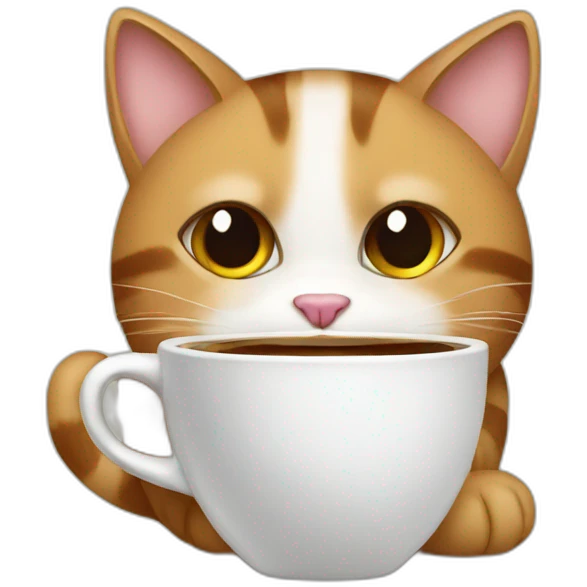 Cat with coffee emoji