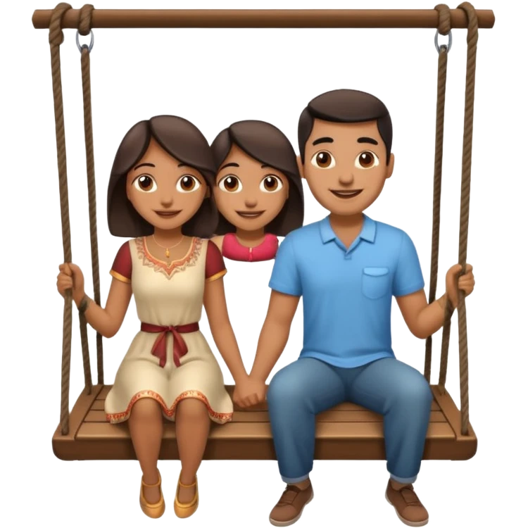 indian man and woman sitting on two seater swing emoji