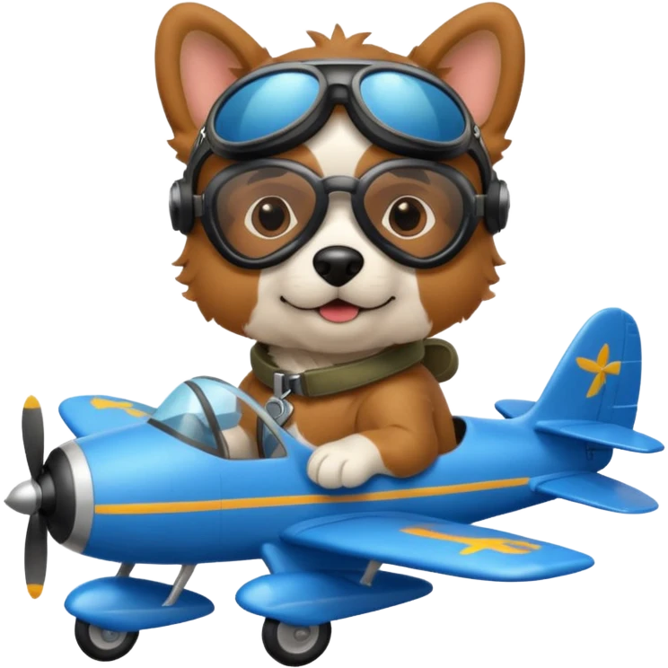 dog pilot riding blue plane emoji