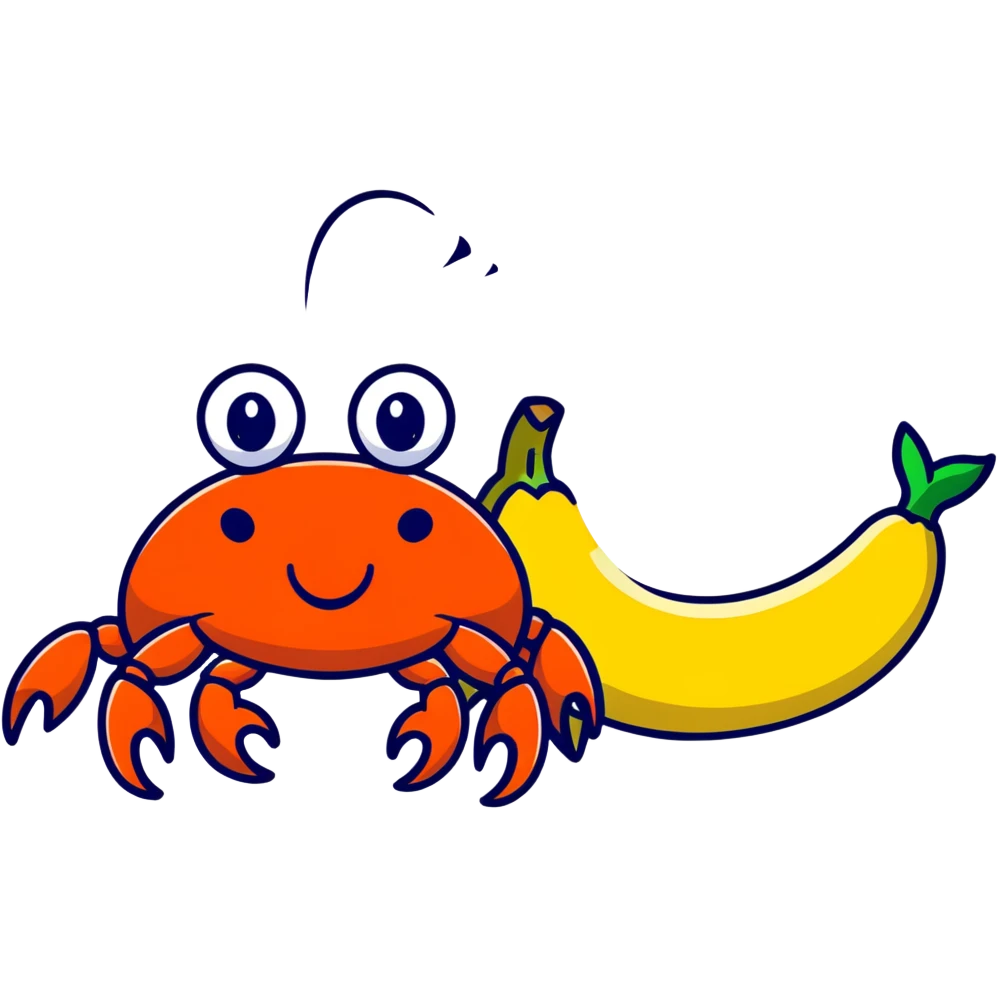 Crabe qui mange une banane emoji
