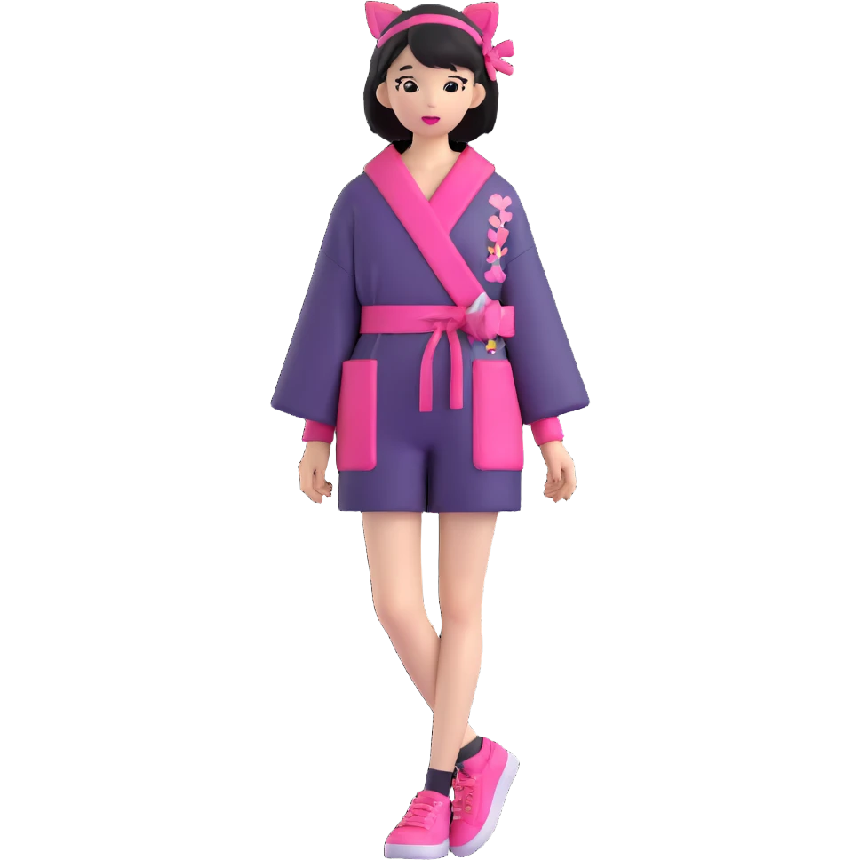 Japanese fashion model in harajuku style outfit emoji