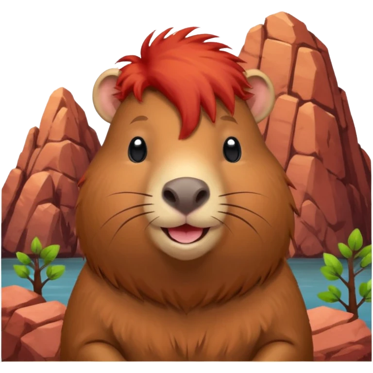 Capybara with red rock hair emoji