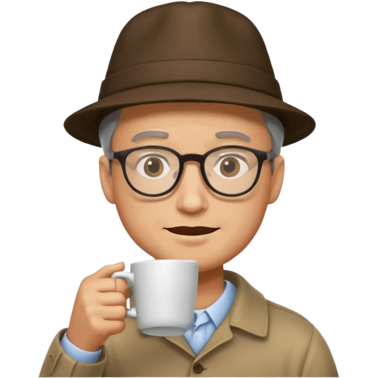 glasses man drink coffe with hat  emoji