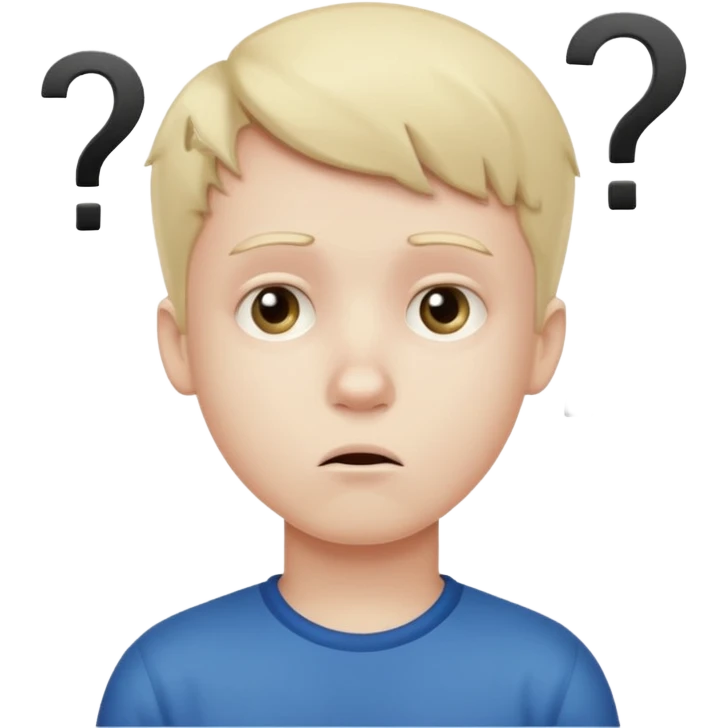 doubtful boy with question marks emoji