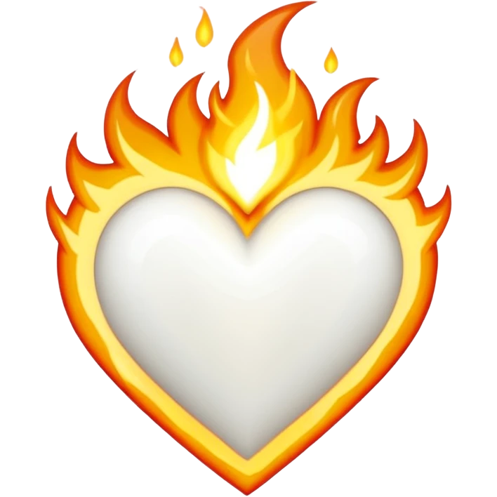 Corazón con líneas blancas y fuego blanco  emoji