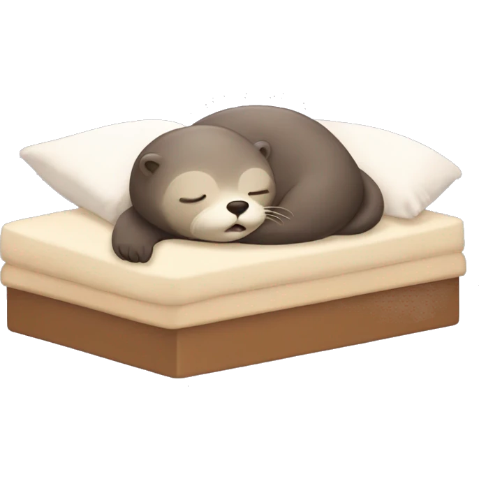 Sleepy otter with pijamas tucked in bed emoji