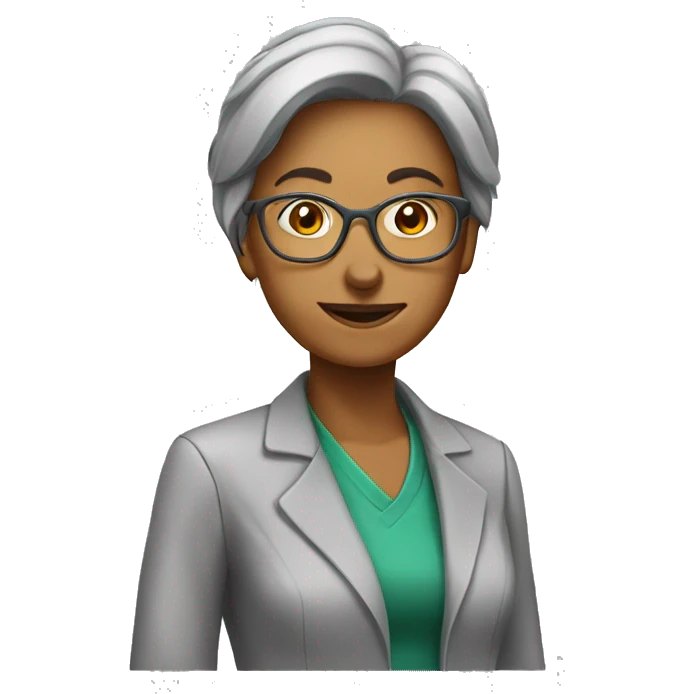 female chemistry professor long straight back and gray ha emoji