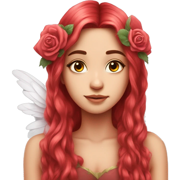 big wings, rose, Beautiful, fairy, red, long hair emoji