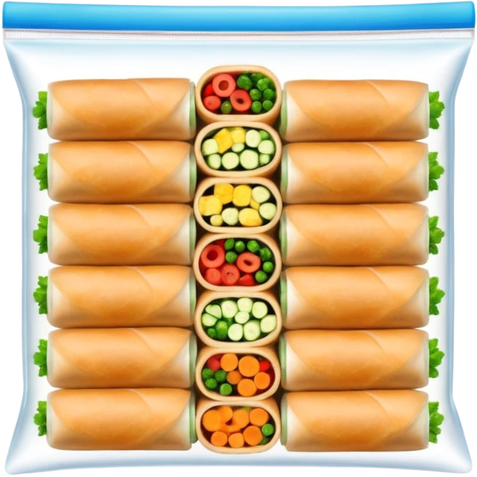 I'd like a freezer zipper bag containing 10 raw spring rolls emoji