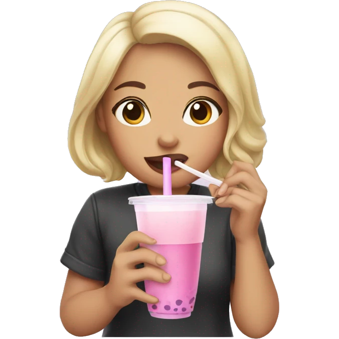 A girl drinking bubble tea emoji
