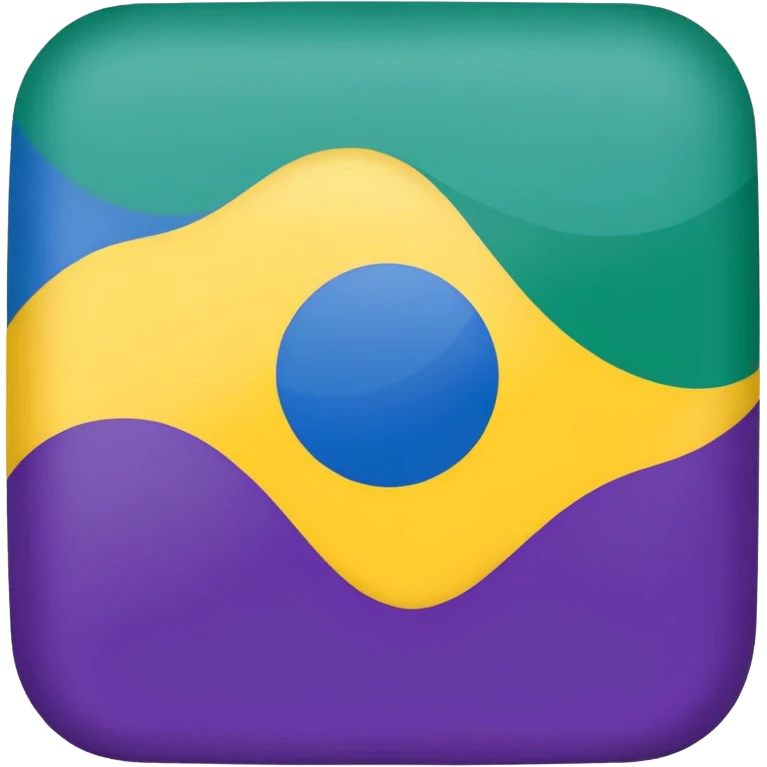 Bandera color azul amarillo morado y verde, seccionada en 4 partes iguales cuadradas emoji