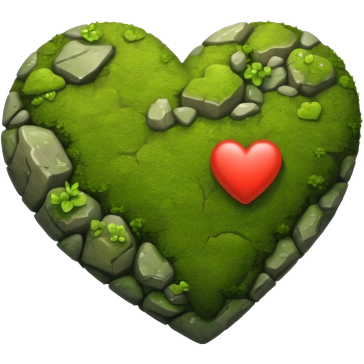 Rock shaped like a heart with moss  emoji