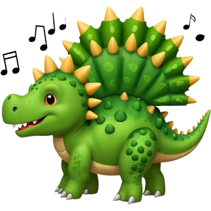 cartoon stegosaurus with music notes funny face emoji